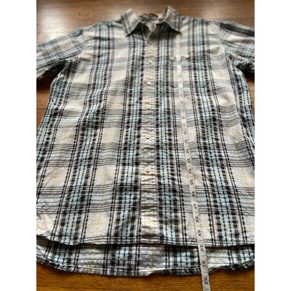 TIMBERLAND Textured Brown/Blue Plaid Button Down Shirt sz M - Picture 10 of 10